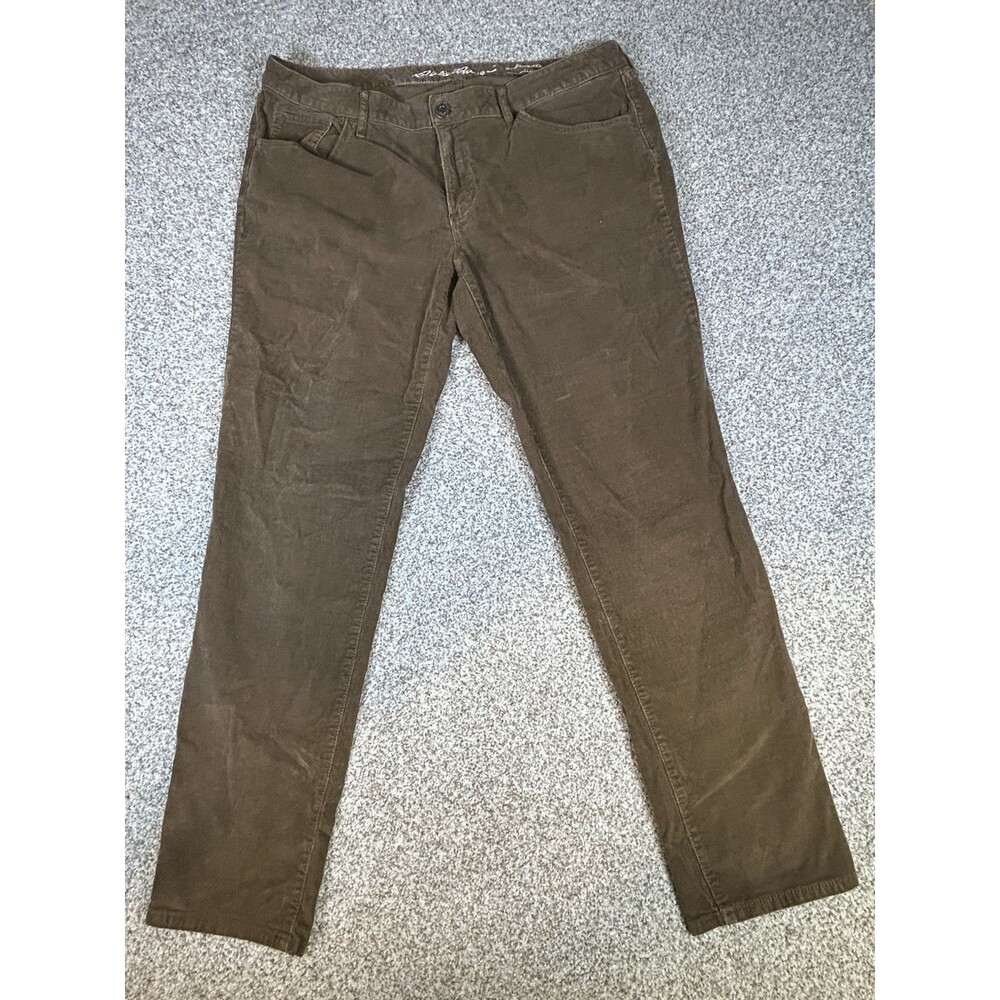 Eddie Bauer Pants‎ Women 16 Brown Corduroy Casual Boyfriend Slim leg Stretch